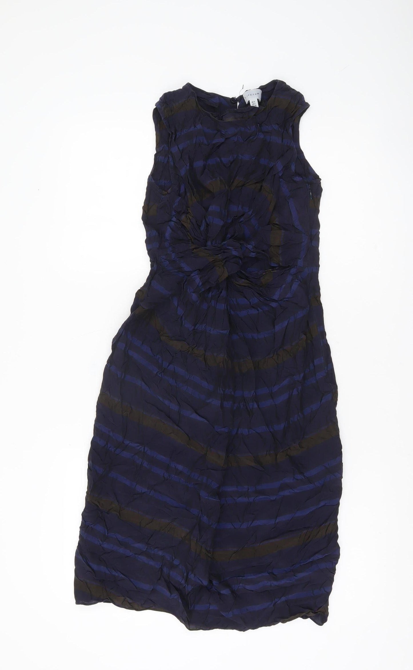 Jigsaw Womens Blue Striped Sheath Dress UK 6 Sleeveless Partywear