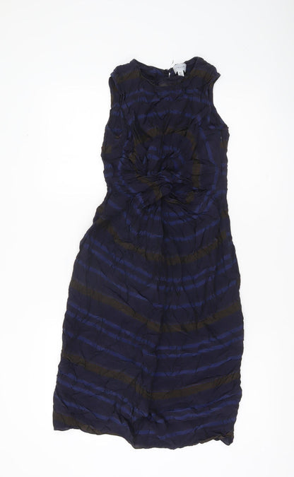 Jigsaw Womens Blue Striped Sheath Dress UK 6 Sleeveless Partywear