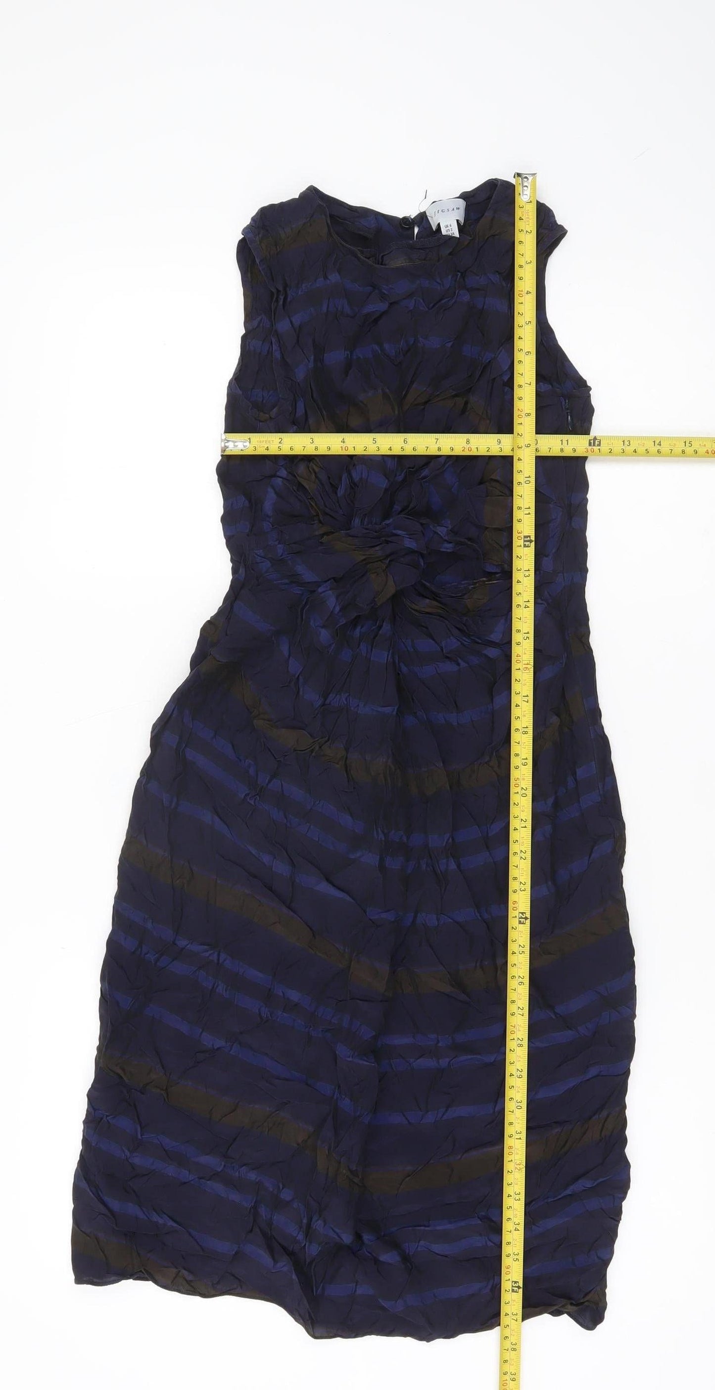Jigsaw Womens Blue Striped Sheath Dress UK 6 Sleeveless Partywear