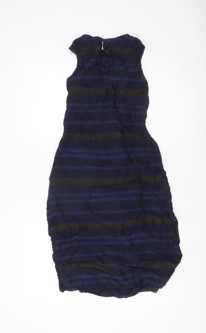 Jigsaw Womens Blue Striped Sheath Dress UK 6 Sleeveless Partywear