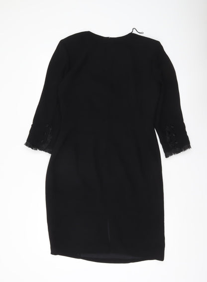 Donna Morgan Women’s Black Sheath Dress Size 8 Knee Length 3/4 Sleeve