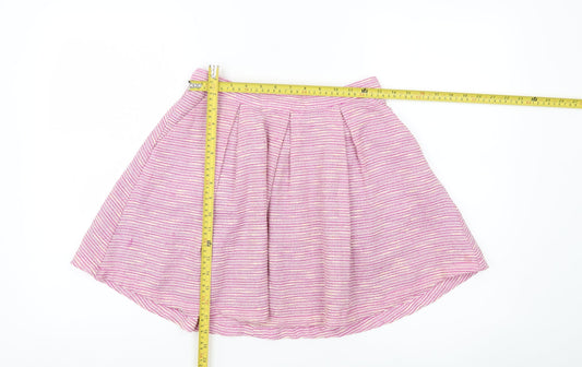 New Look Women’s Pink Striped A-Line Skirt Size 8 Short