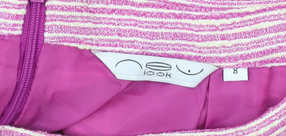 New Look Women’s Pink Striped A-Line Skirt Size 8 Short