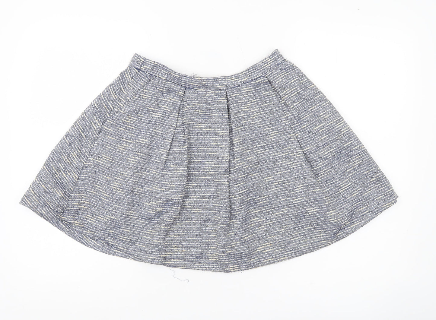 New Look Women’s Blue Tweed A-Line Mini Skirt S Lined Zip