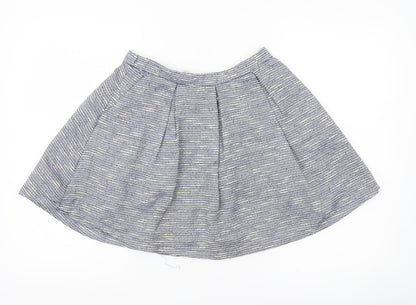 New Look Women’s Blue Tweed A-Line Mini Skirt S Lined Zip