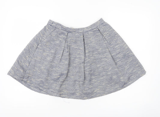 New Look Women’s Blue Tweed A-Line Mini Skirt S Lined Zip