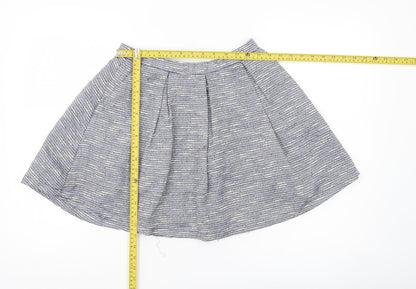 New Look Women’s Blue Tweed A-Line Mini Skirt S Lined Zip