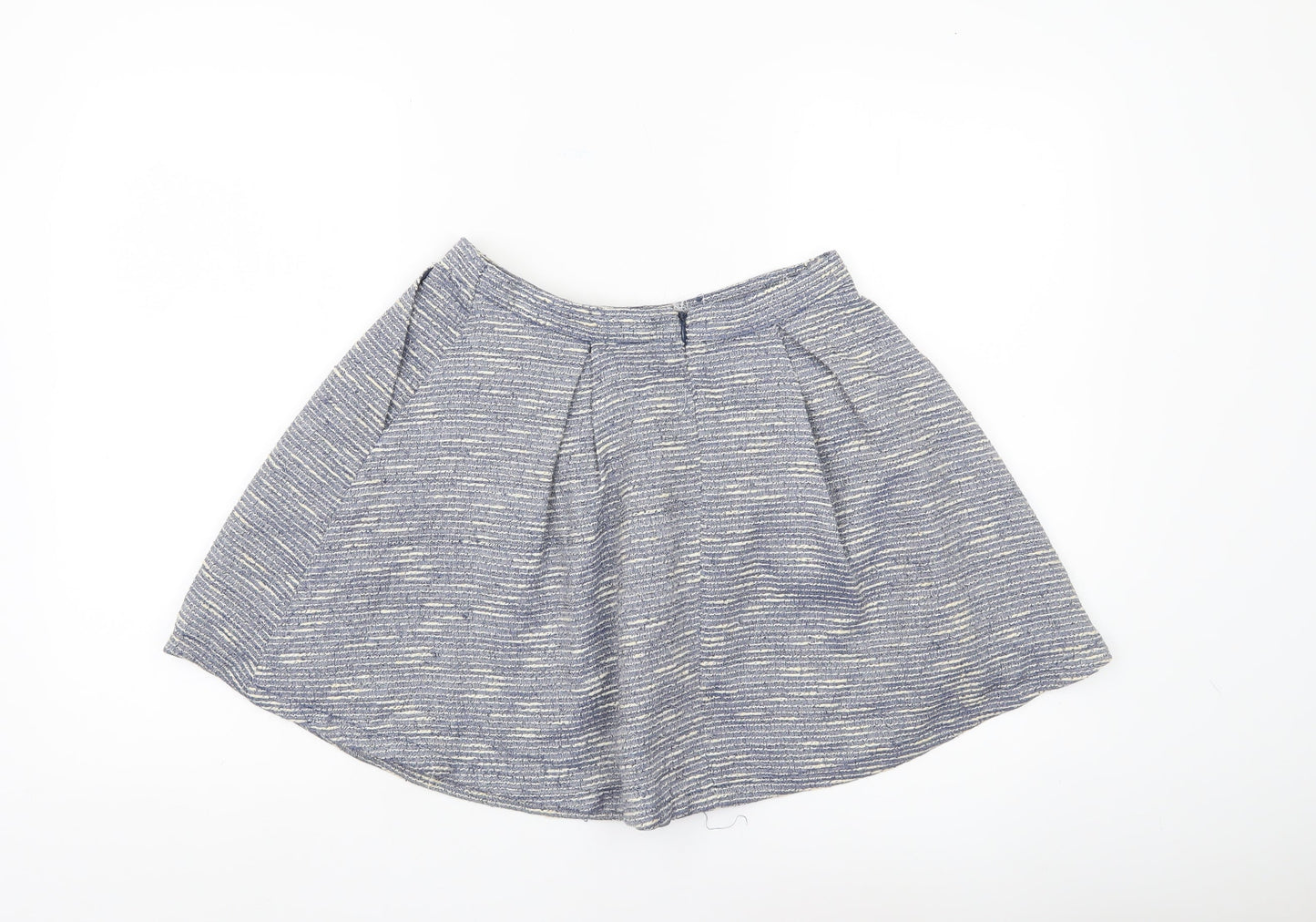 New Look Women’s Blue Tweed A-Line Mini Skirt S Lined Zip