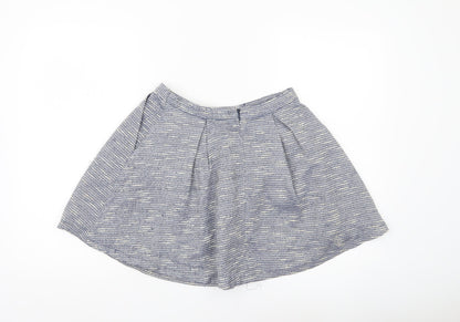 New Look Women’s Blue Tweed A-Line Mini Skirt S Lined Zip