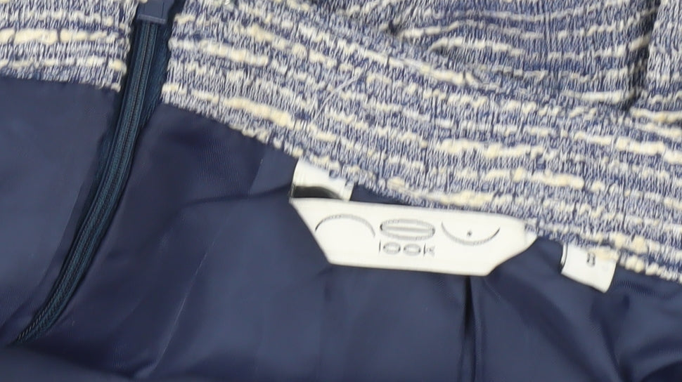 New Look Women’s Blue Tweed A-Line Mini Skirt S Lined Zip