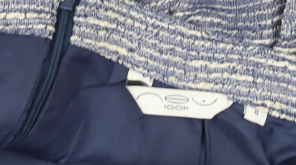 New Look Women’s Blue Tweed A-Line Mini Skirt S Lined Zip