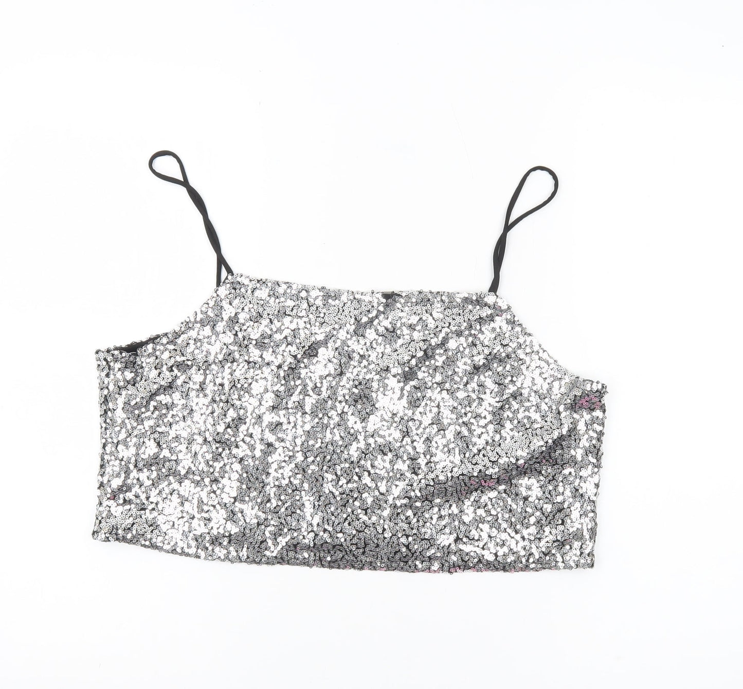 Womens UK Size L Monki Silver Camisole Tank
