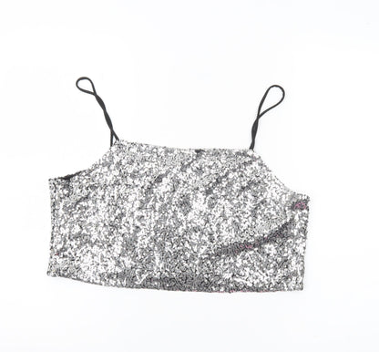 Womens UK Size L Monki Silver Camisole Tank