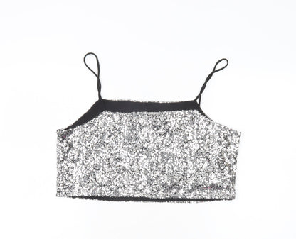 Womens UK Size L Monki Silver Camisole Tank
