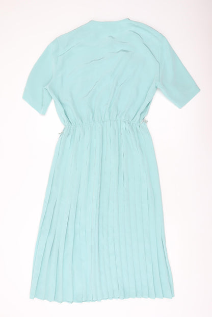 Eastex Women’s Blue Pleated Midi Shirt Dress Size 14