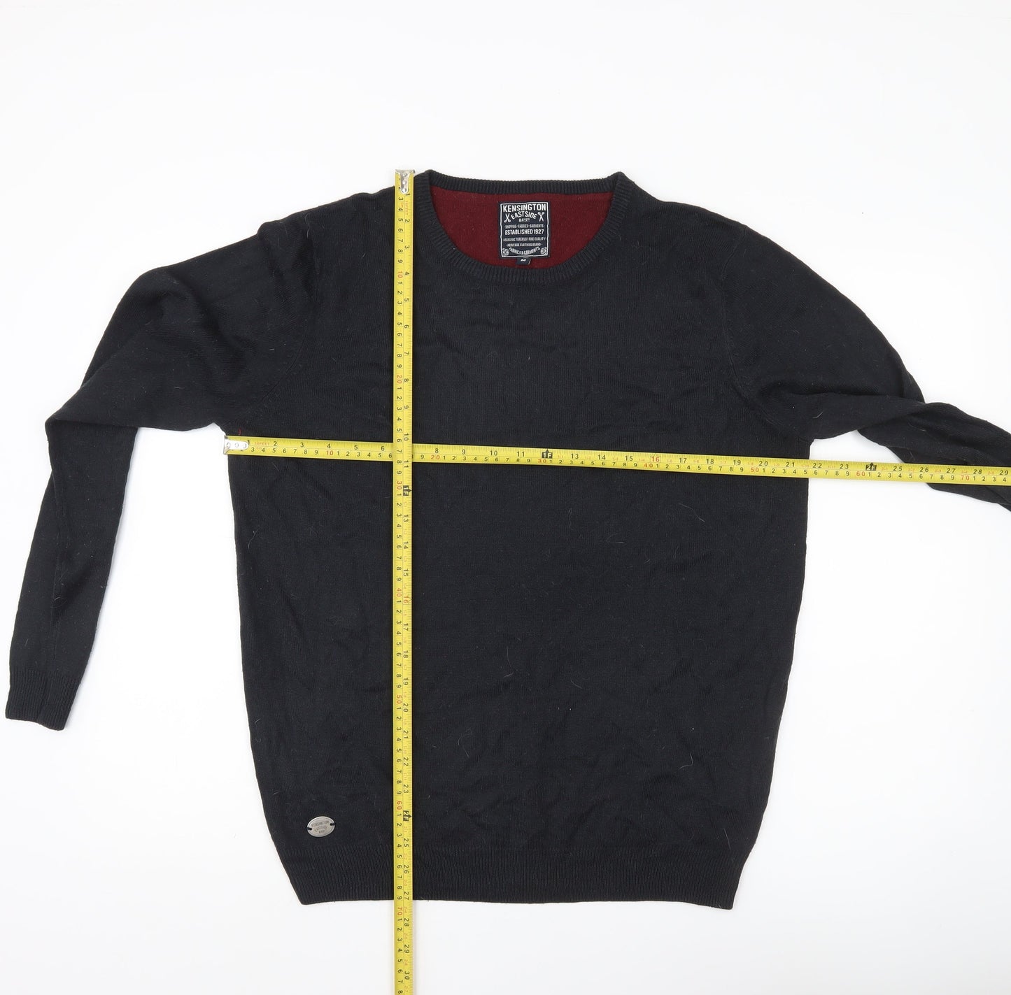 Kensington Eastside Men Black M Crew Neck Pullover Jumper Knit