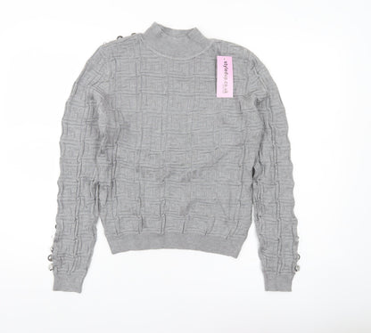 May by Shining Star Women’s Grey Mock Neck Pullover Jumper One Size