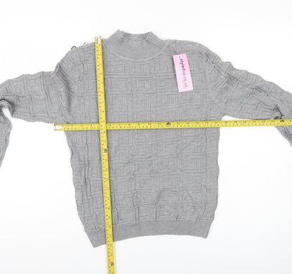 May by Shining Star Women’s Grey Mock Neck Pullover Jumper One Size