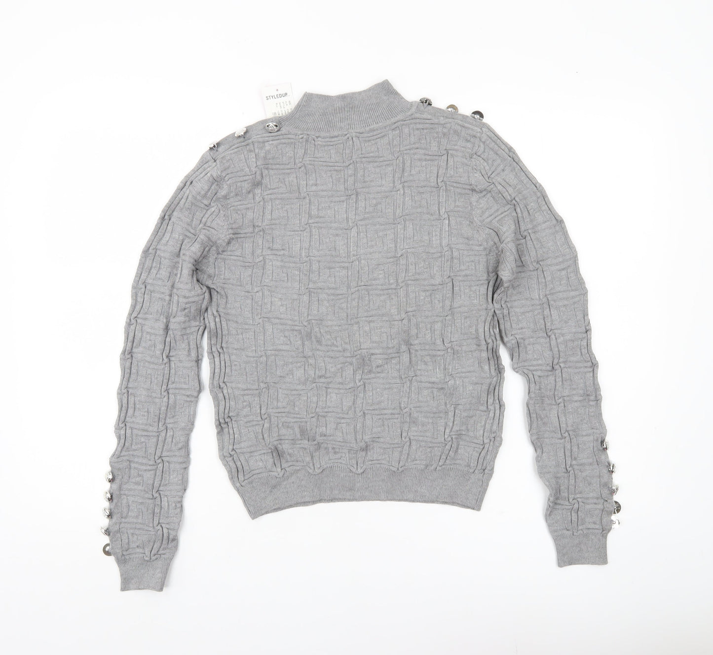 May by Shining Star Women’s Grey Mock Neck Pullover Jumper One Size