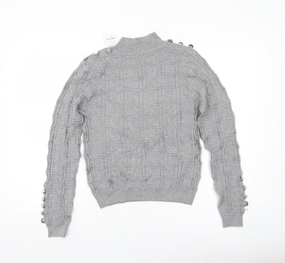May by Shining Star Women’s Grey Mock Neck Pullover Jumper One Size