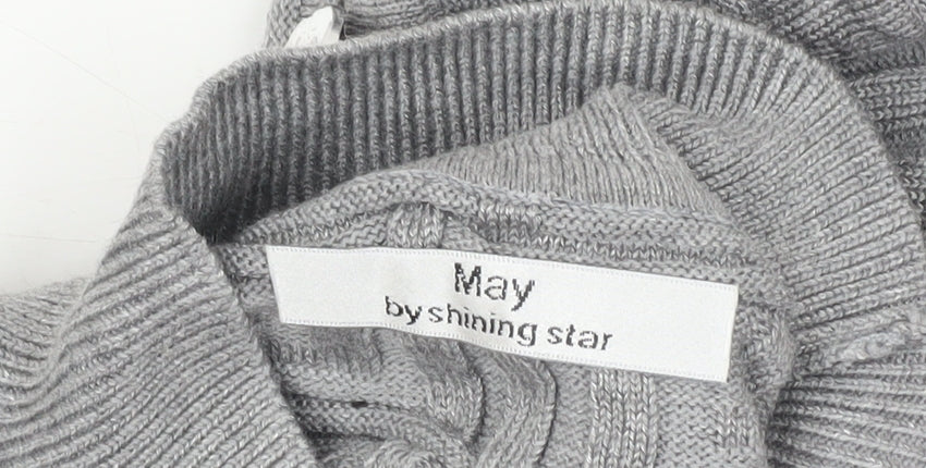 May by Shining Star Women’s Grey Mock Neck Pullover Jumper One Size