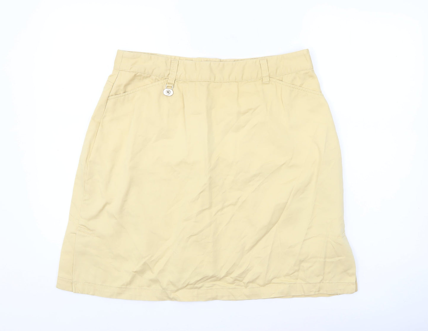 Daily Women Beige Cotton Knee Length Skirt Size M
