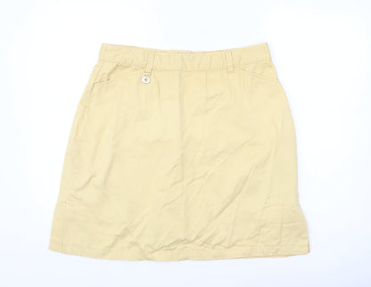 Daily Women Beige Cotton Knee Length Skirt Size M