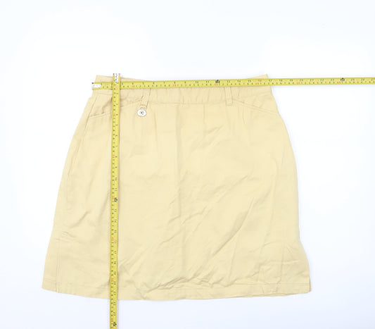 Daily Women Beige Cotton Knee Length Skirt Size M