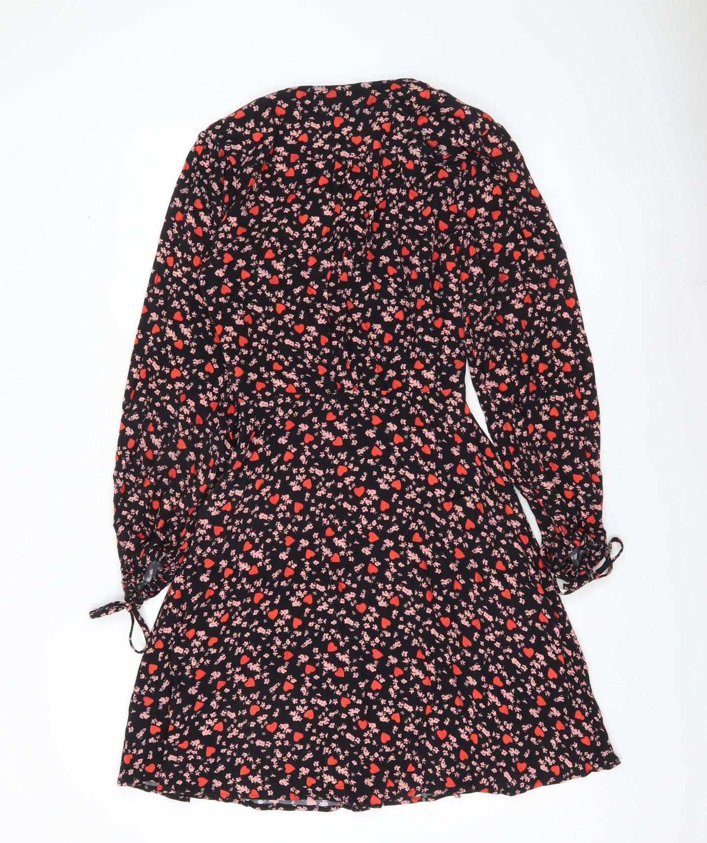 Ghost Women’s Black Floral Print XS Wrap Dress Long Sleeve Viscose