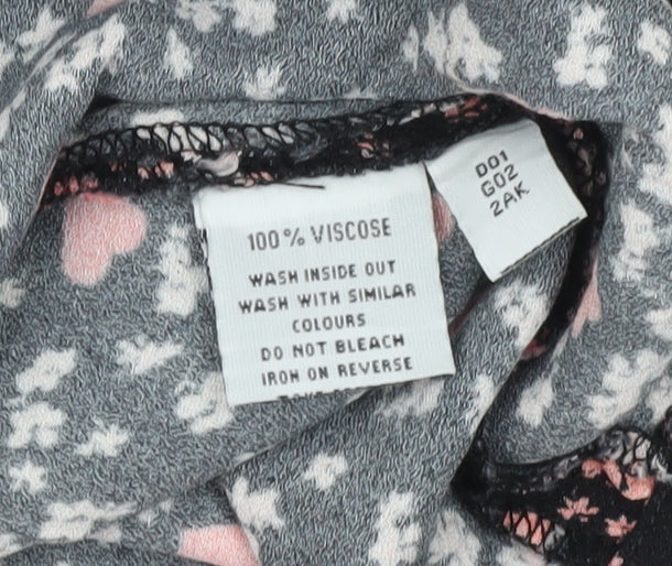 Ghost Women’s Black Floral Print XS Wrap Dress Long Sleeve Viscose