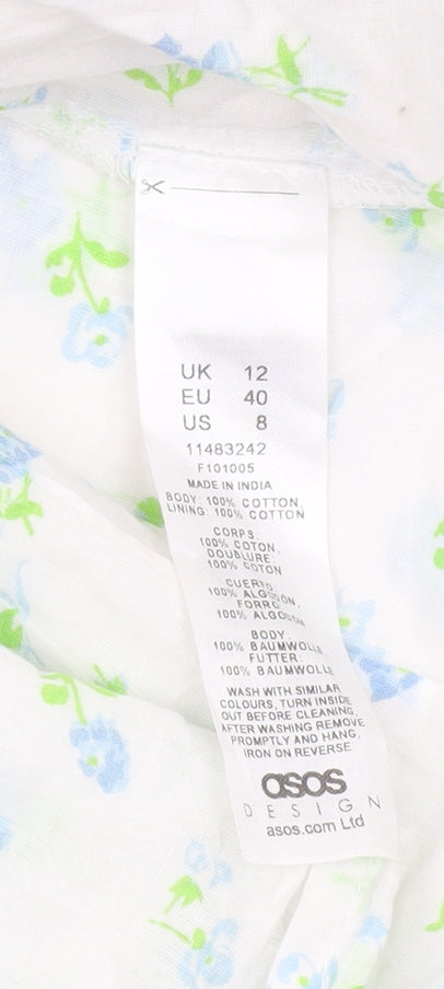 ASOS Women’s White Floral Peasant Skirt Size 12 Cotton Lace