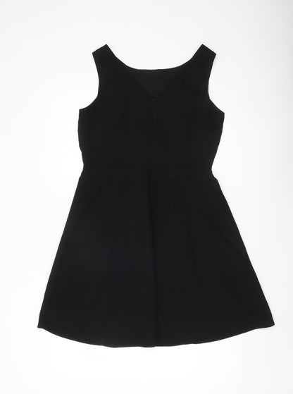 Papaya Women’s Black Beaded Sleeveless A-Line Party Dress Size 12