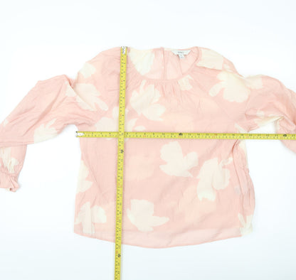 Marks and Spencer Womens Pink Floral Blouse Size 10 Long Sleeve Tunic