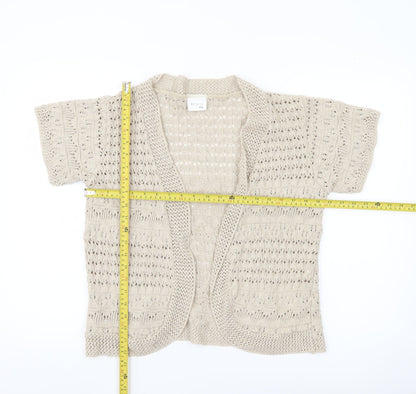 Gorgeous Women’s Beige 2XL Open-Knit Short Sleeve Cardigan