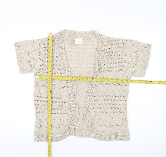 Gorgeous Women’s Beige 2XL Open-Knit Short Sleeve Cardigan