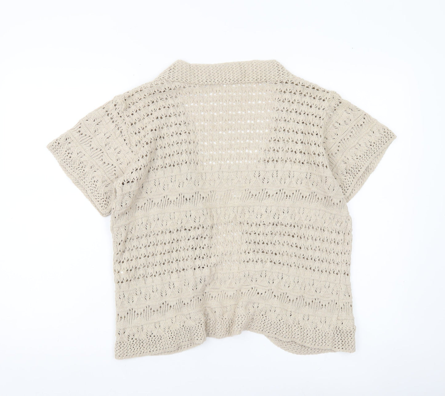 Gorgeous Women’s Beige 2XL Open-Knit Short Sleeve Cardigan