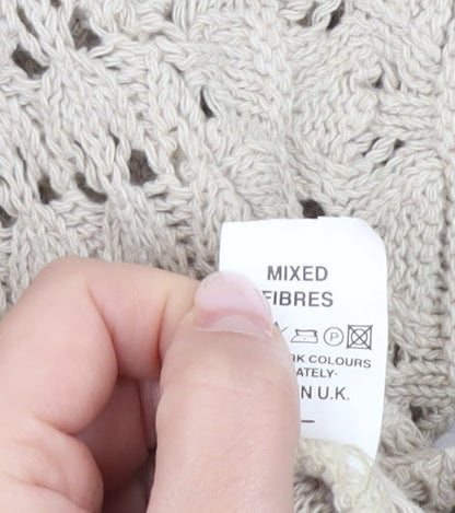 Gorgeous Women’s Beige 2XL Open-Knit Short Sleeve Cardigan