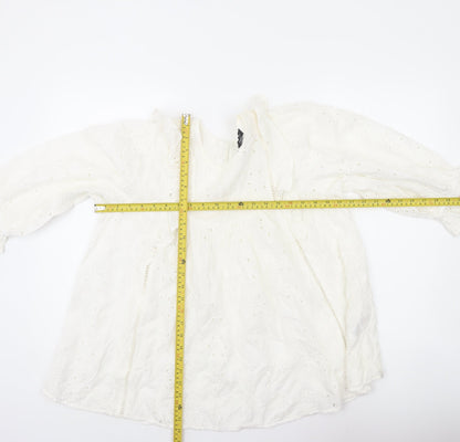 New Look Women White Maternity Blouse Size 10 Lace Ruffle Tunic Top