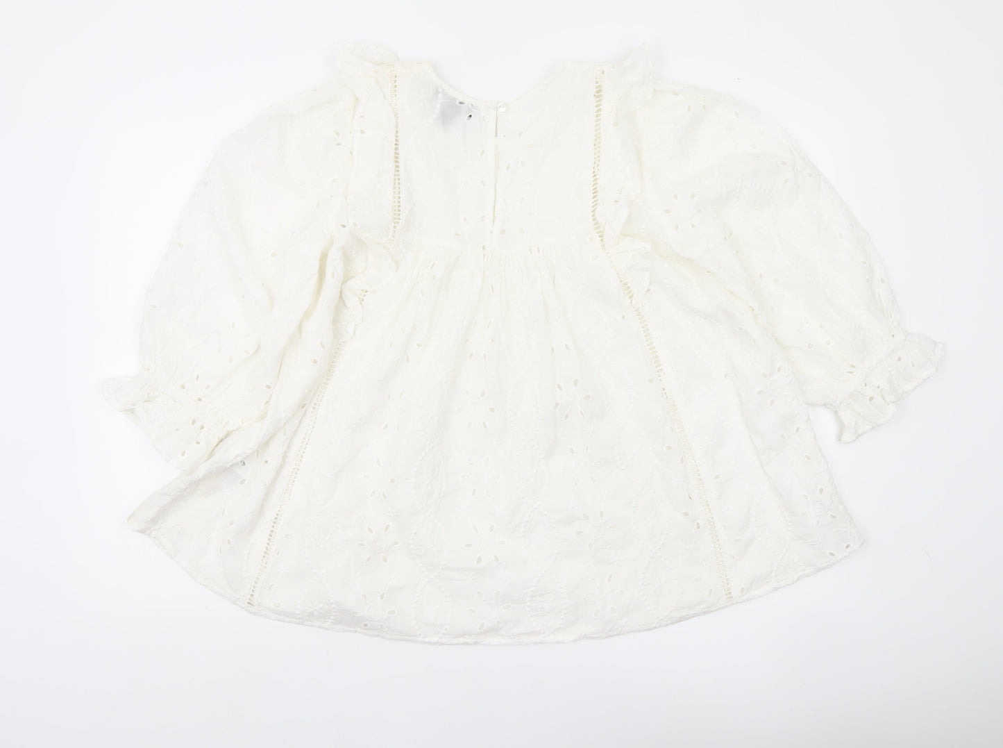 New Look Women White Maternity Blouse Size 10 Lace Ruffle Tunic Top