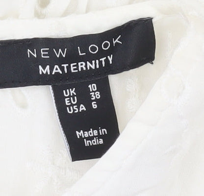 New Look Women White Maternity Blouse Size 10 Lace Ruffle Tunic Top