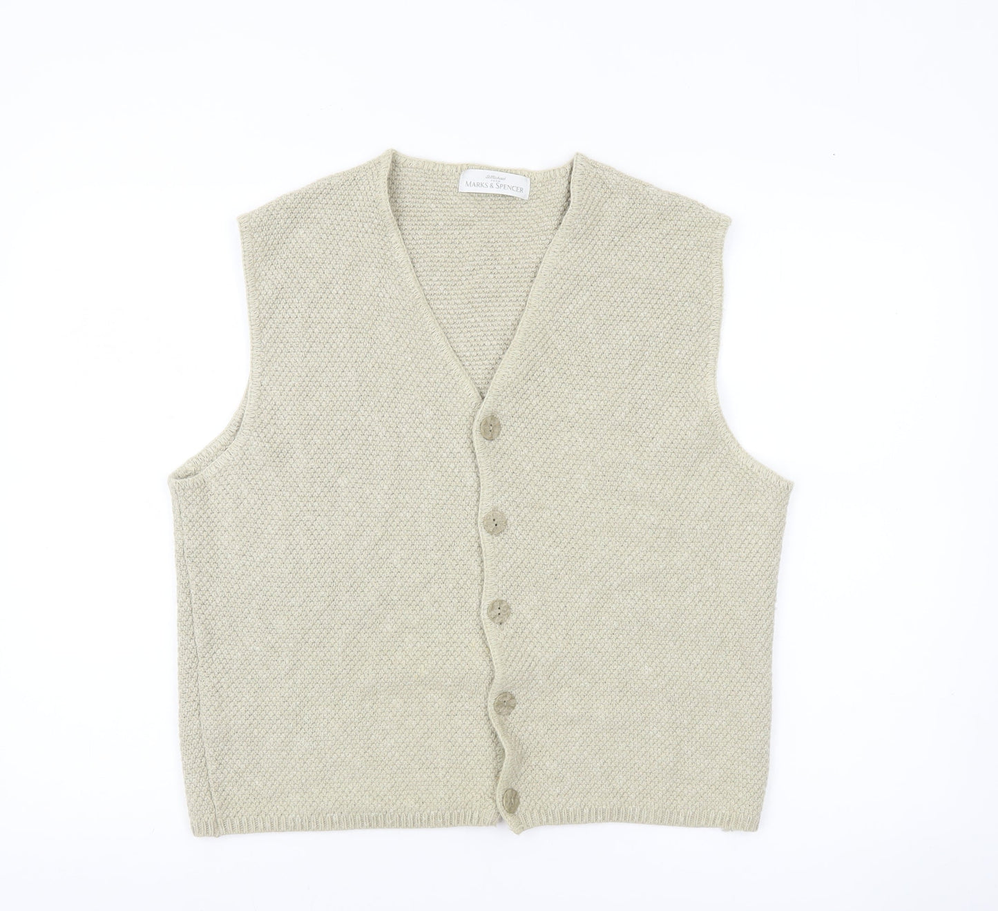 Marks and Spencer Men’s Beige Knit Vest Jumper Medium V-Neck