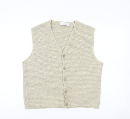 Marks and Spencer Men’s Beige Knit Vest Jumper Medium V-Neck