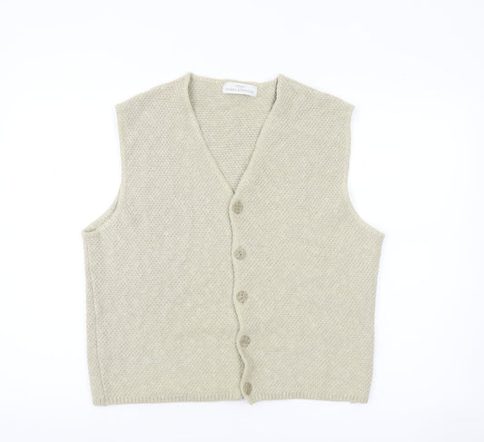 Marks and Spencer Men’s Beige Knit Vest Jumper Medium V-Neck