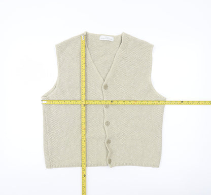 Marks and Spencer Men’s Beige Knit Vest Jumper Medium V-Neck