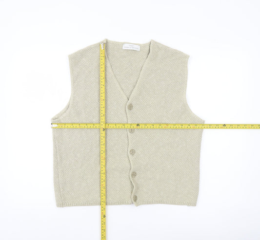 Marks and Spencer Men’s Beige Knit Vest Jumper Medium V-Neck