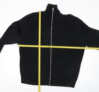 Marks and Spencer Mens Black 3XL Full Zip Jumper High Neck Knit