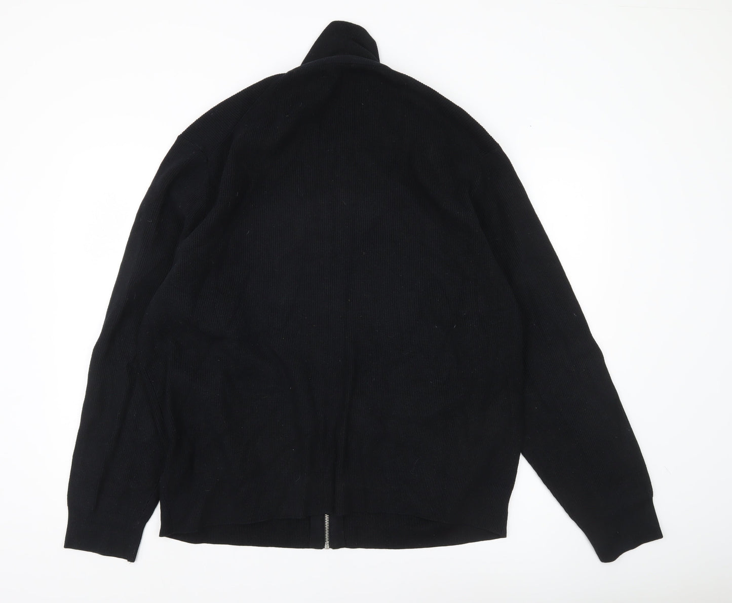Marks and Spencer Mens Black 3XL Full Zip Jumper High Neck Knit