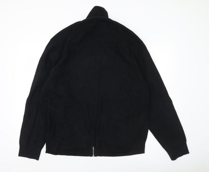 Marks and Spencer Mens Black 3XL Full Zip Jumper High Neck Knit