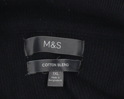 Marks and Spencer Mens Black 3XL Full Zip Jumper High Neck Knit