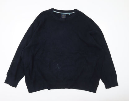 Hammond & Co Men’s Blue 4XL Waffle Knit Cotton Crew Neck Jumper